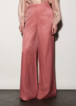 Pantaloni palazzo regular fit misto lino donna