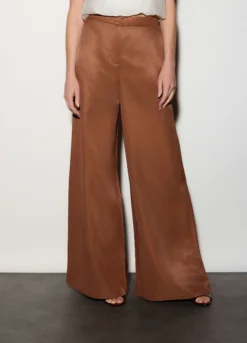 Pantaloni palazzo regular fit misto lino donna