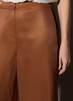 Pantaloni palazzo regular fit misto lino donna