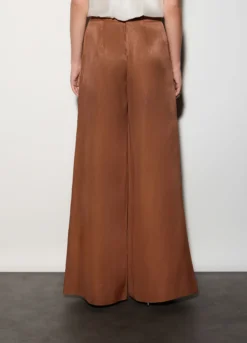 Pantaloni palazzo regular fit misto lino donna