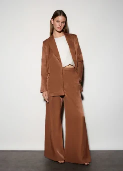 Pantaloni palazzo regular fit misto lino donna