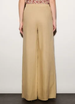 Pantaloni palazzo wide leg in puro lino donna