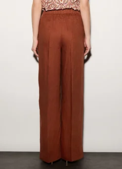 Pantaloni palazzo wide leg in puro lino donna