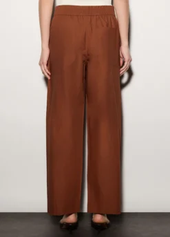 Pantaloni regular fit in popeline di puro cotone donna