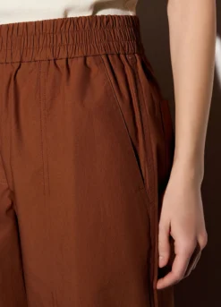 Pantaloni regular fit in popeline di puro cotone donna