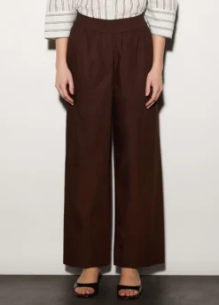 Pantaloni regular fit in popeline di puro cotone donna