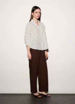 Pantaloni regular fit in popeline di puro cotone donna