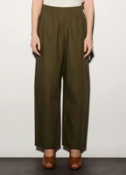 Pantaloni regular fit in popeline di puro cotone donna