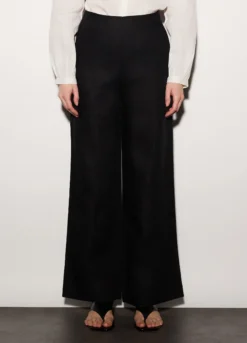 Pantaloni regular fit in puro lino donna