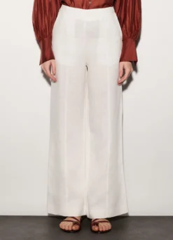 Pantaloni regular fit in puro lino donna