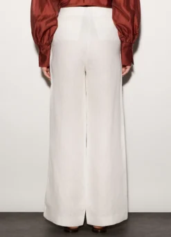 Pantaloni regular fit in puro lino donna