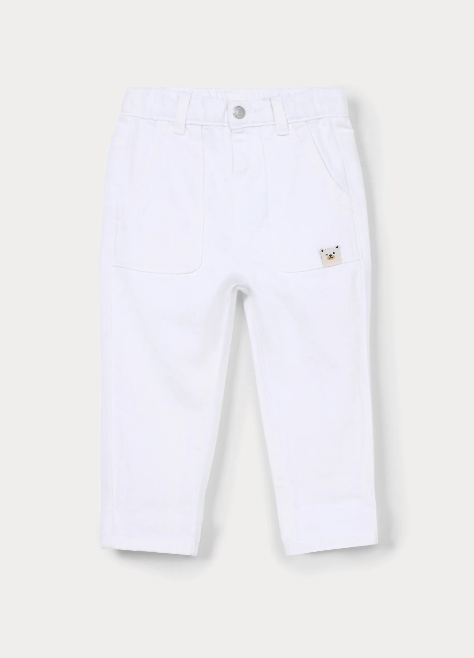 Pantaloni regular fit in twill di puro cotone bimbo