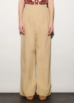 Pantaloni regular fit misto lino donna