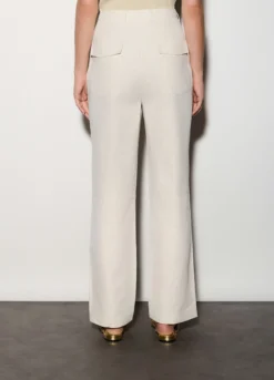 Pantaloni straight fit misto lino donna