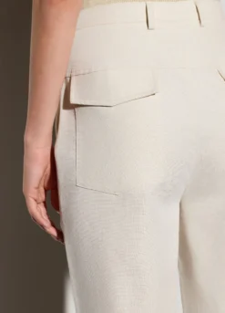 Pantaloni straight fit misto lino donna