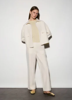 Pantaloni straight fit misto lino donna