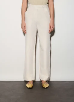 Pantaloni straight fit misto lino donna