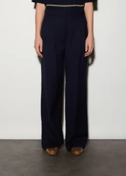 Pantaloni straight fit misto lana donna