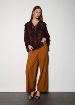 Pantaloni straight fit misto viscosa donna