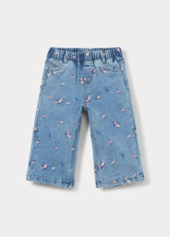 Pantaloni straight fit 5 tasche in stretch denim bimba