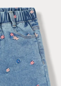 Pantaloni straight fit 5 tasche in stretch denim bimba