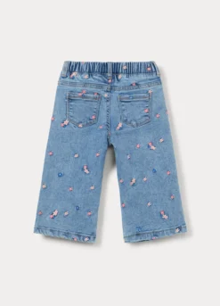 Pantaloni straight fit 5 tasche in stretch denim bimba