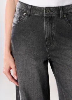 Pantaloni wide leg in denim di puro cotone donna