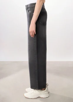 Pantaloni wide leg in denim di puro cotone donna