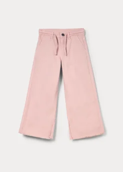 Pantaloni wide leg in denim di puro cotone bambina