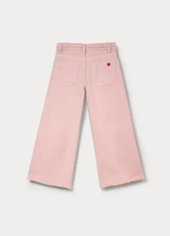 Pantaloni wide leg in denim di puro cotone bambina