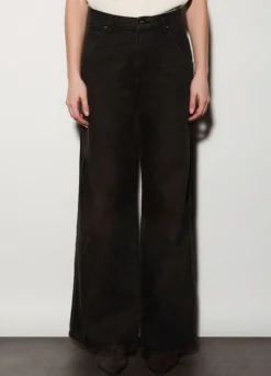 Pantaloni wide leg in denim donna