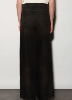 Pantaloni wide leg in denim donna
