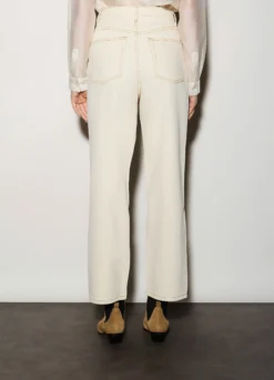 Pantaloni wide leg in denim donna