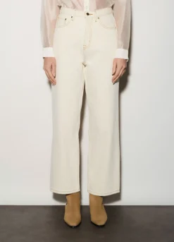Pantaloni wide leg in denim donna