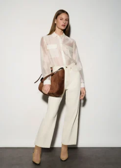 Pantaloni wide leg in denim donna