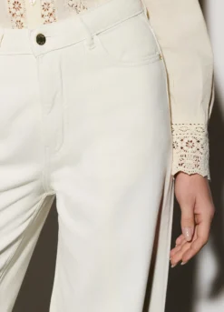 Pantaloni wide leg in denim donna