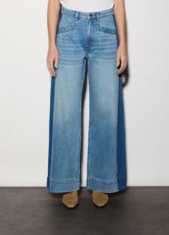 Pantaloni wide leg in denim donna