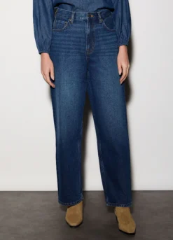 Pantaloni wide leg in denim donna