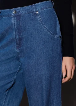 Pantaloni wide leg in denim donna