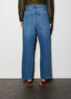 Pantaloni wide leg in denim donna