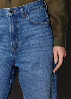 Pantaloni wide leg in denim donna