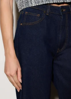 Pantaloni wide leg in denim donna