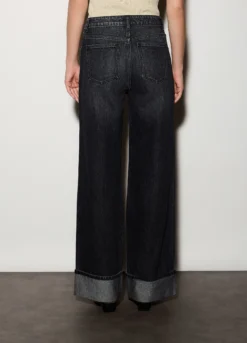 Pantaloni wide leg in denim donna