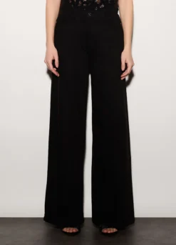 Pantaloni wide leg in denim donna