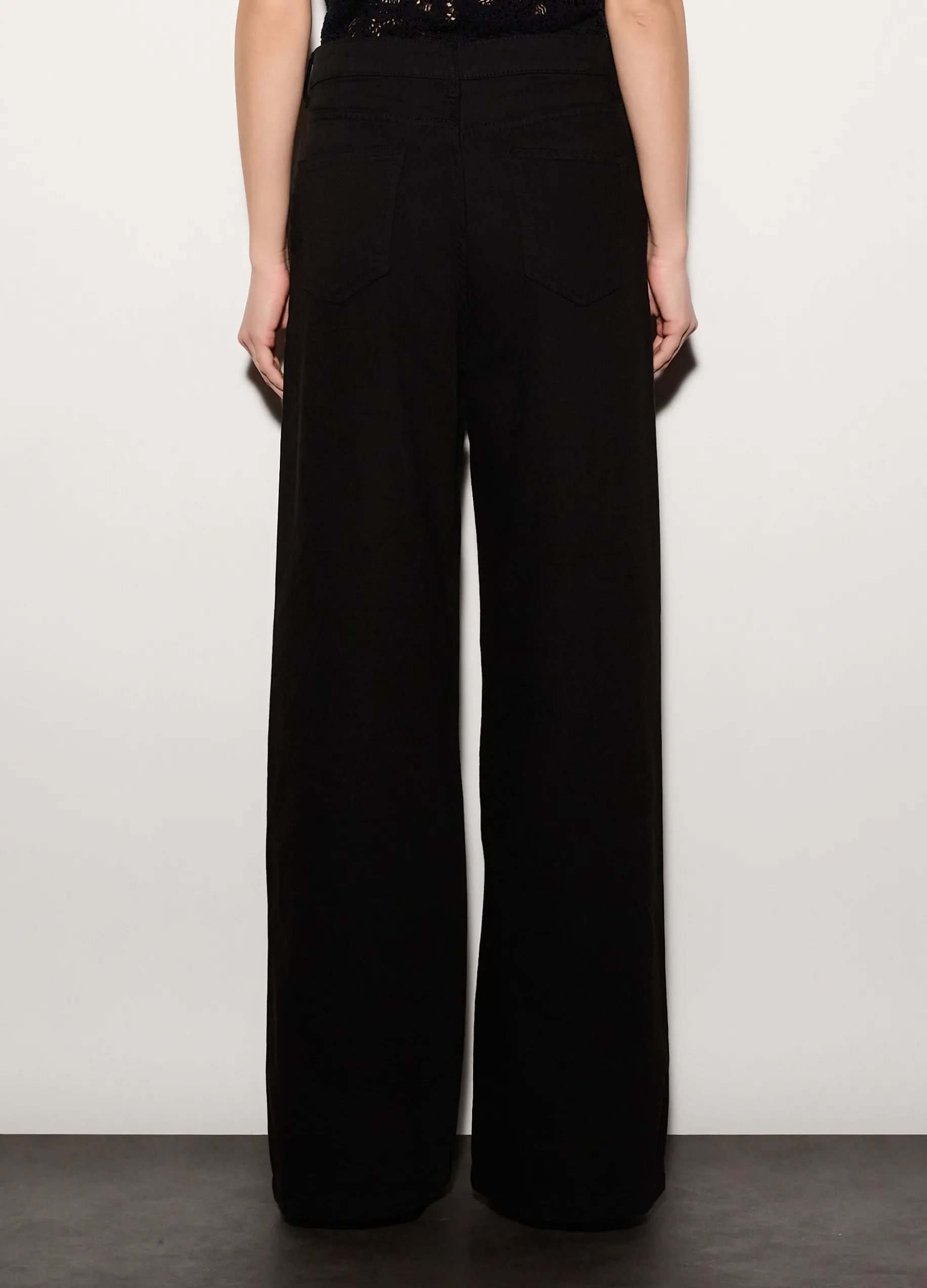 Pantaloni wide leg in denim donna