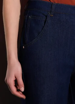 Pantaloni wide leg in denim donna