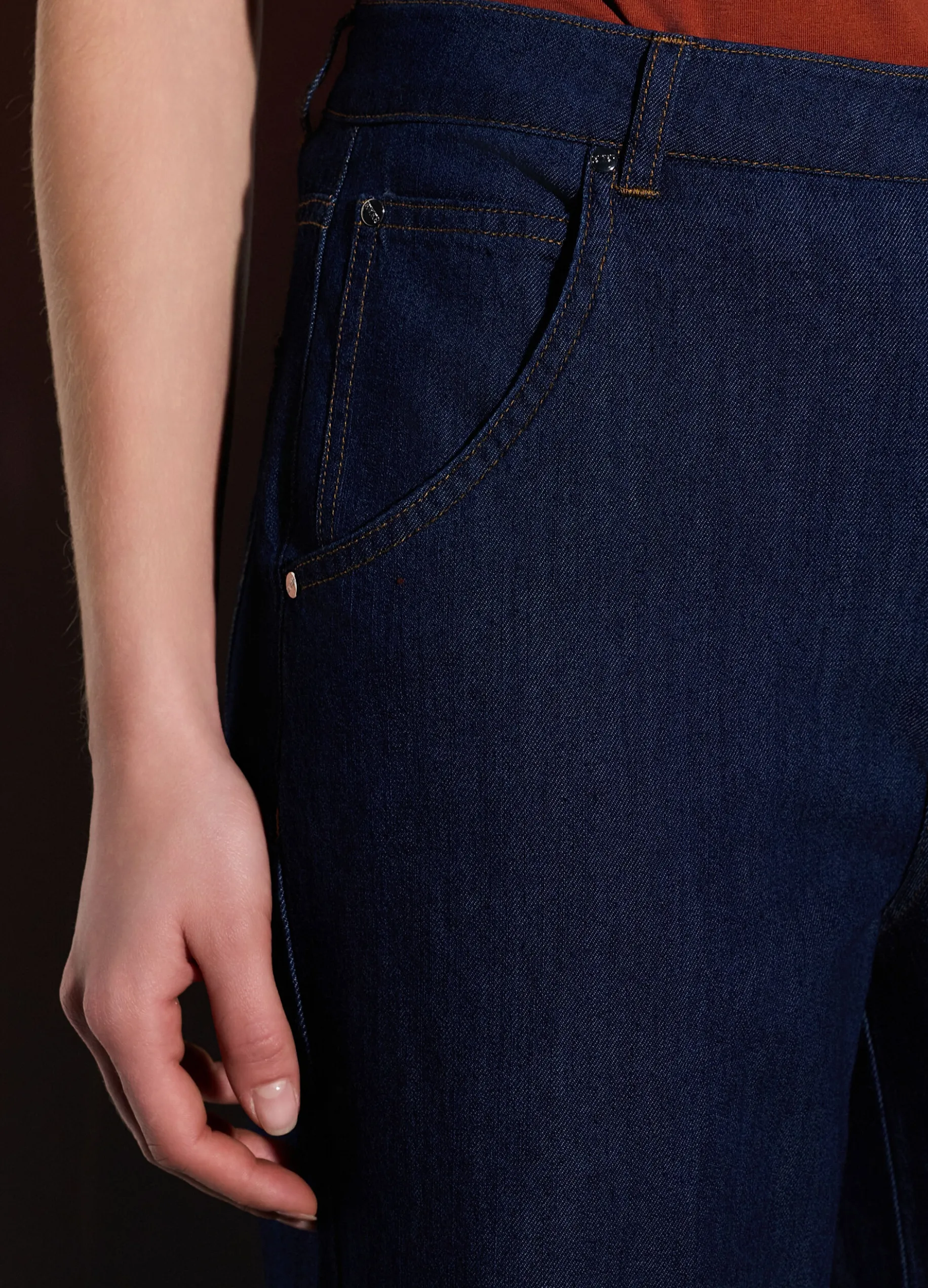 Pantaloni wide leg in denim donna