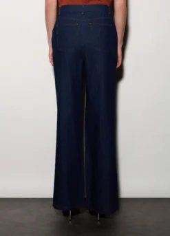 Pantaloni wide leg in denim donna