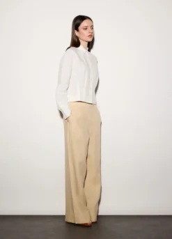 Pantaloni wide leg in puro lino donna