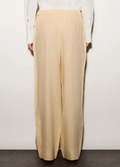 Pantaloni wide leg in puro lino donna